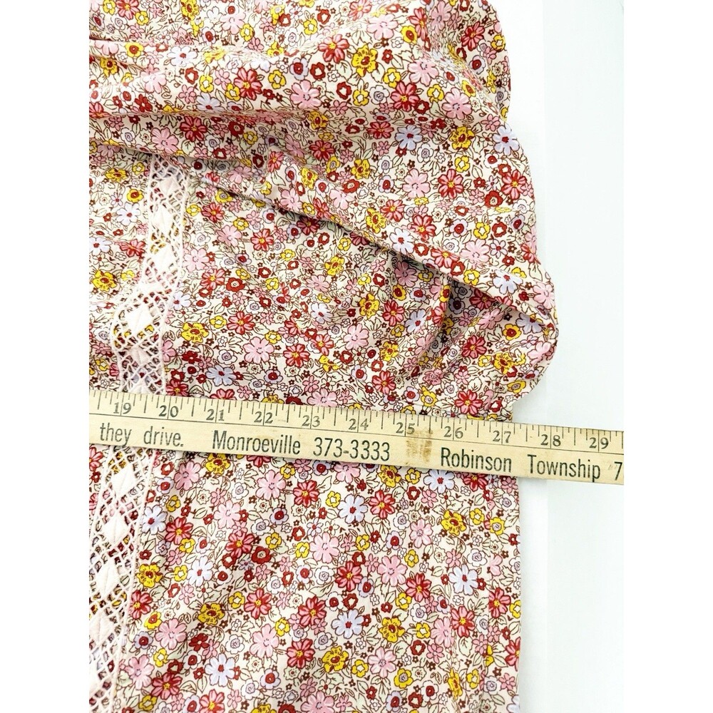 Lands' End Women's Cotton Tunic Top Ditsy Floral Long Sleeve w/ Lace Detail 2X - Picture 13 of 15